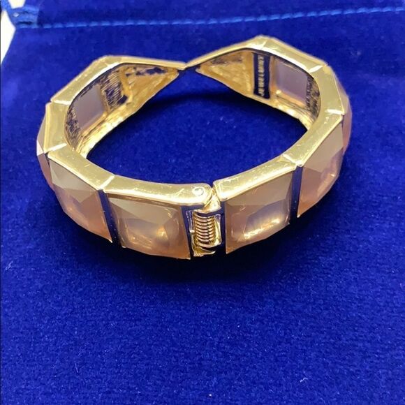 Cuff Bracelet Gold tones Gem accents - Picture 5 of 10